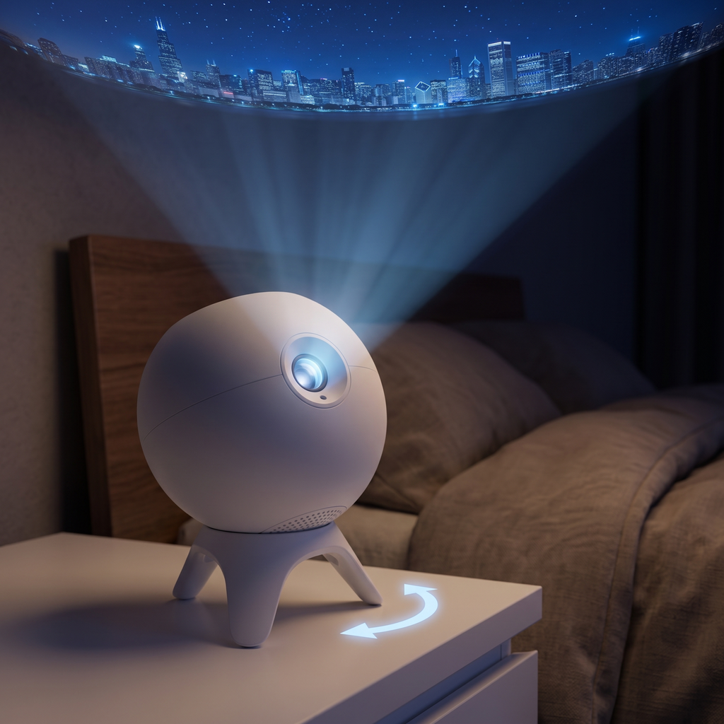 WebGlow projector tilting on its adjustable stand