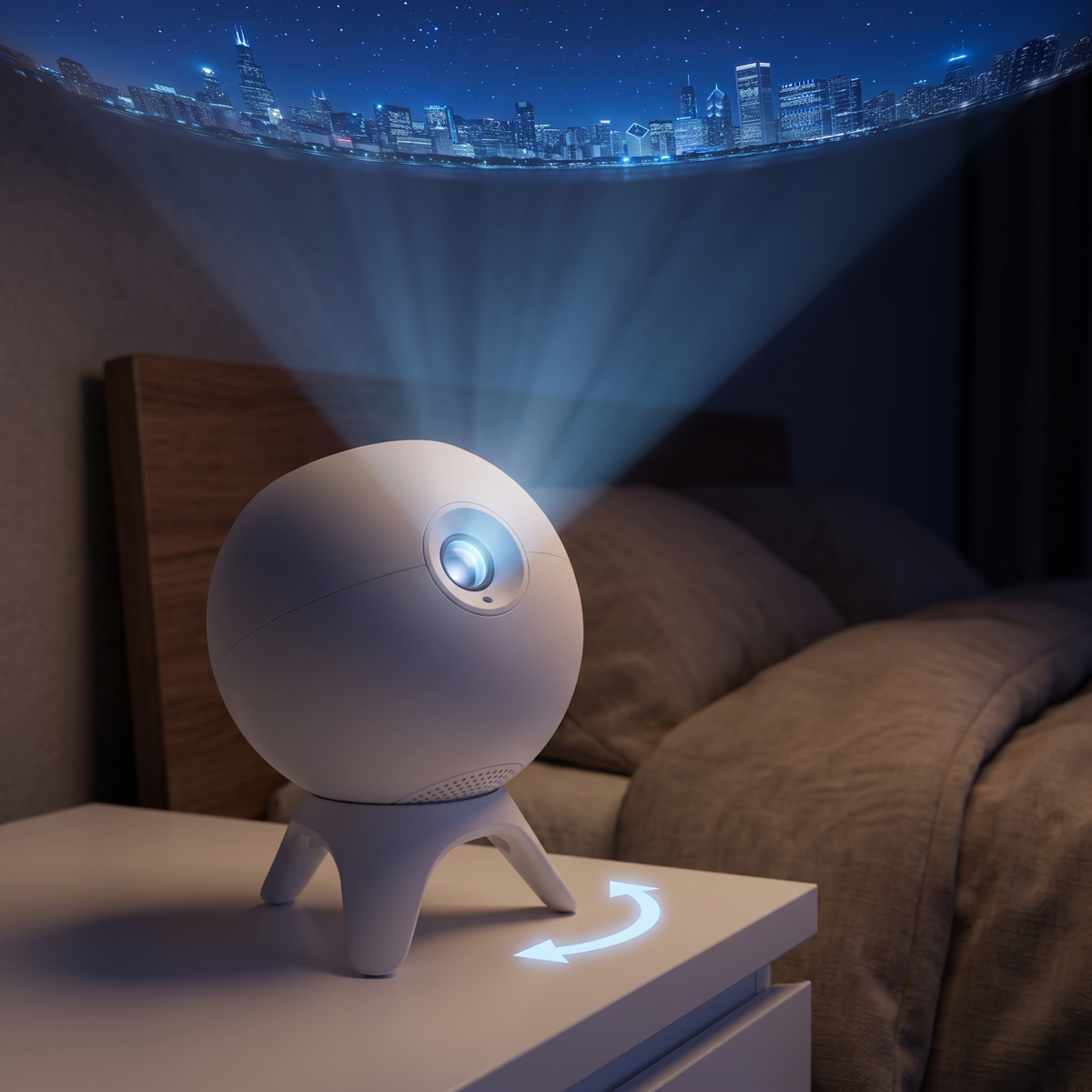 WebGlow projector tilting on its adjustable stand